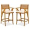 Best Choice Products Set of 2 Outdoor Acacia Wood Bar Stools Bar Chairs w/ Weather-Resistant Cushions